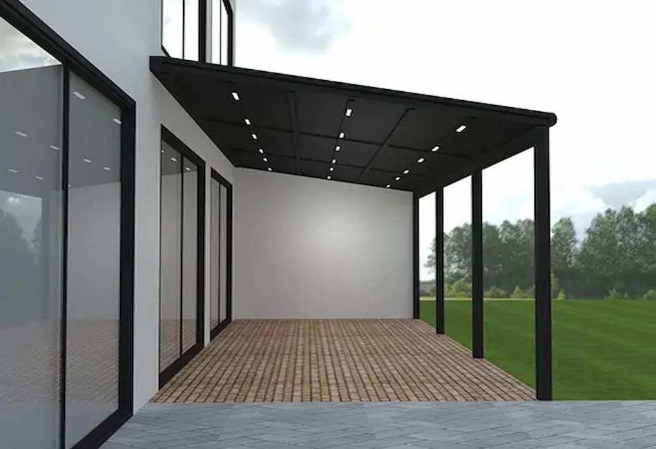 Pérgola de lona tensada inclinada
