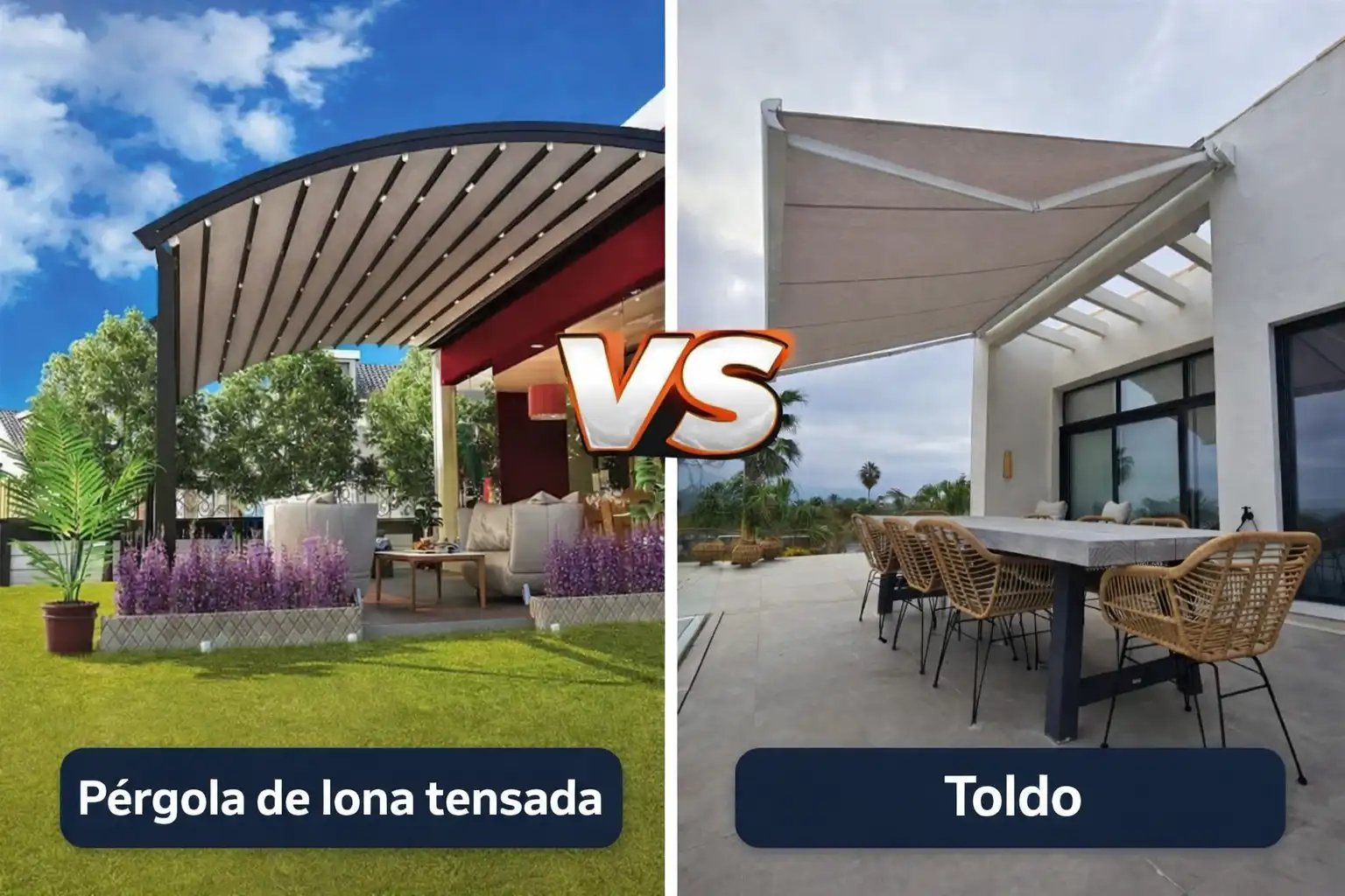 Pérgola lona tensda vs Toldo